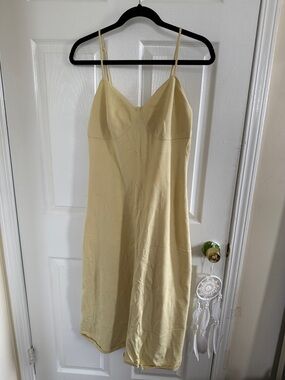 Soft Yellow Slip Dress - Spaghetti Straps